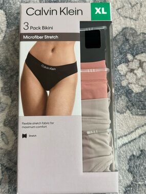 Calvin Klein 3-Pack Bikini- Black, Dusty Pink, Beige New With Box Size XL